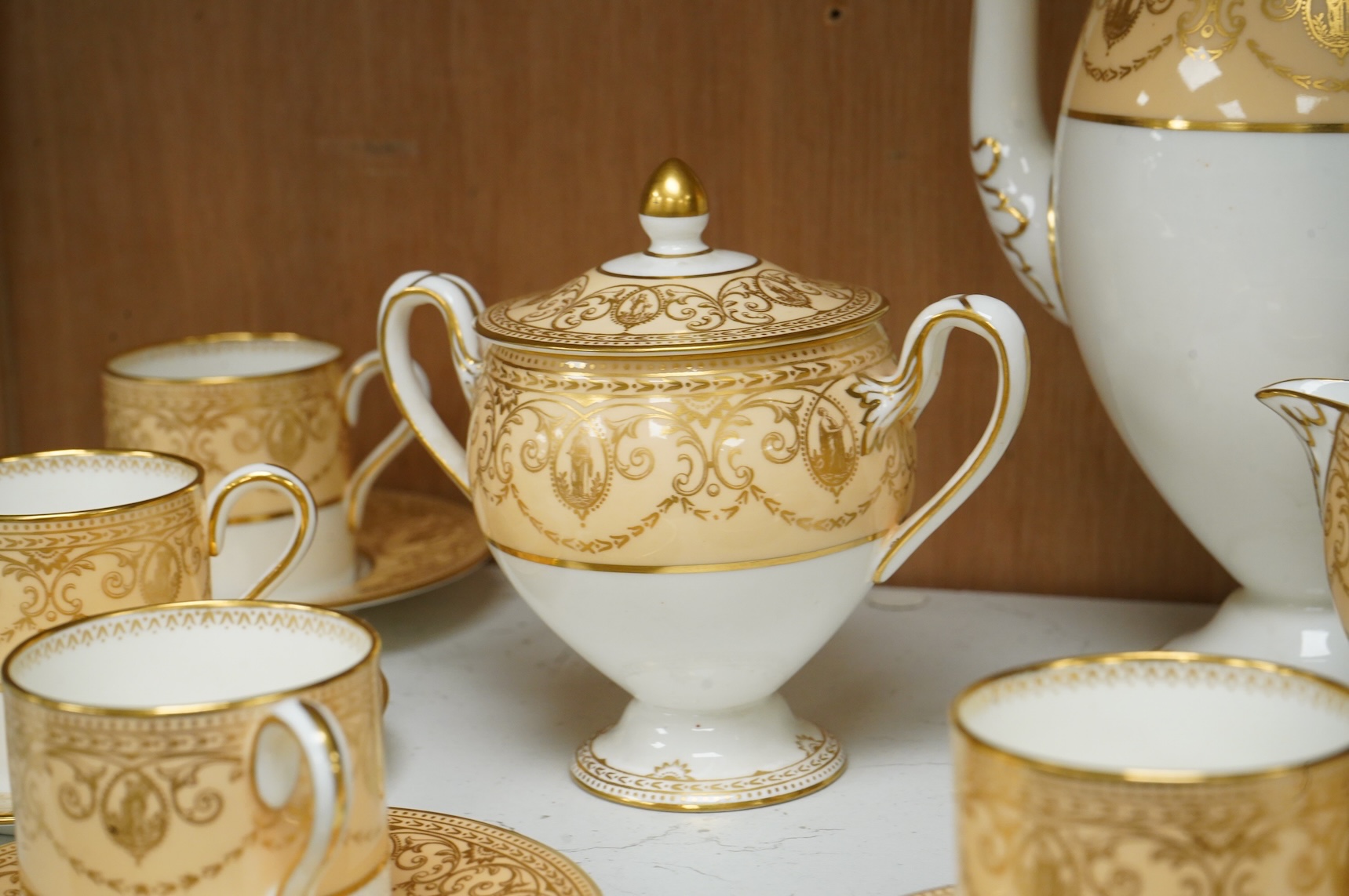 A Wedgwood coffee service for six, Portland vase mark